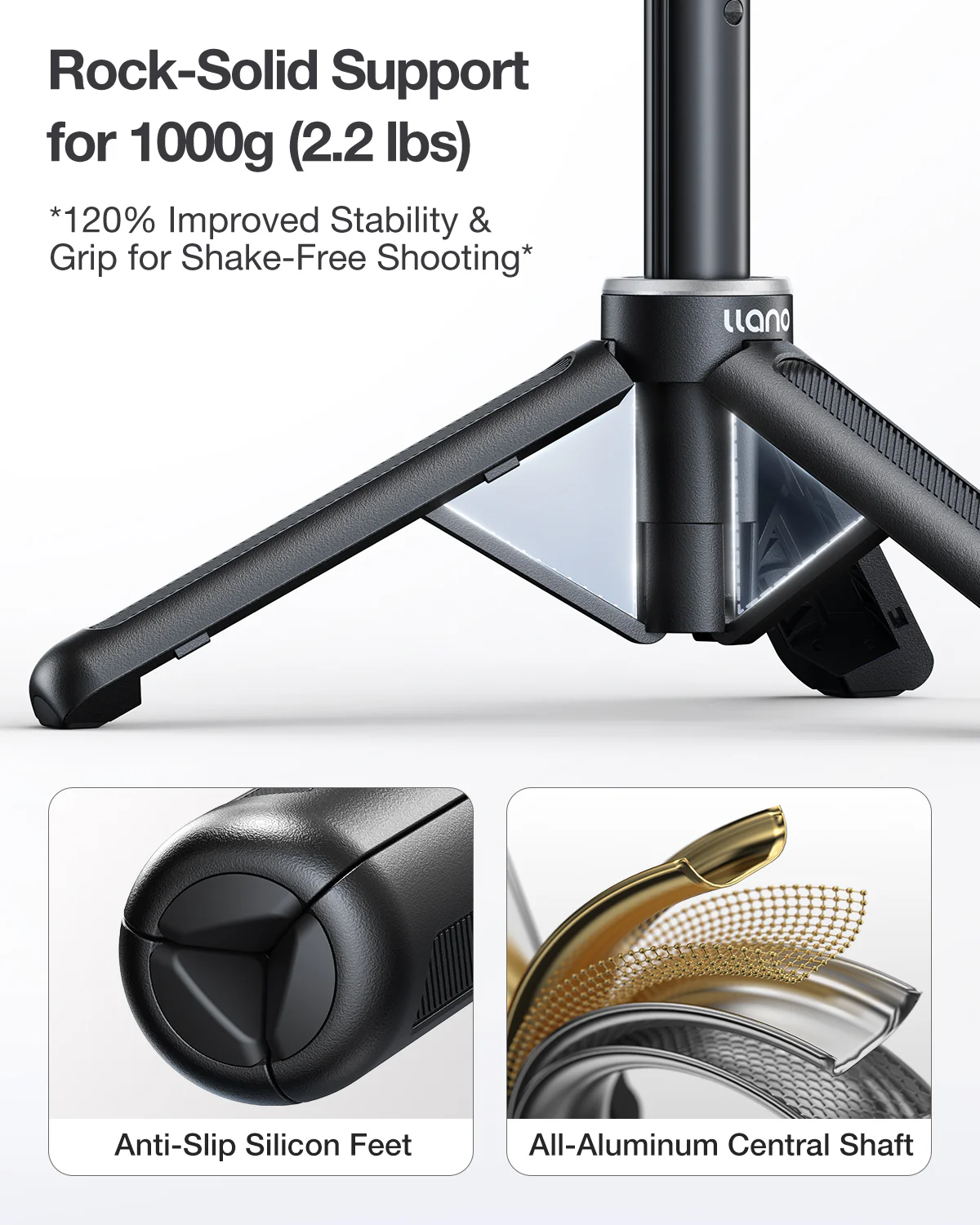 llano 16" Magnetic Action Camera Tripod for DJI Osmo Action 5 pro/4/3, Osmo 360, Extendable Mini Tripod with Magsafe Quick Release Adapter, 360° Ball Head, Small Selfie Stick, Lightweight, Black - Image 7