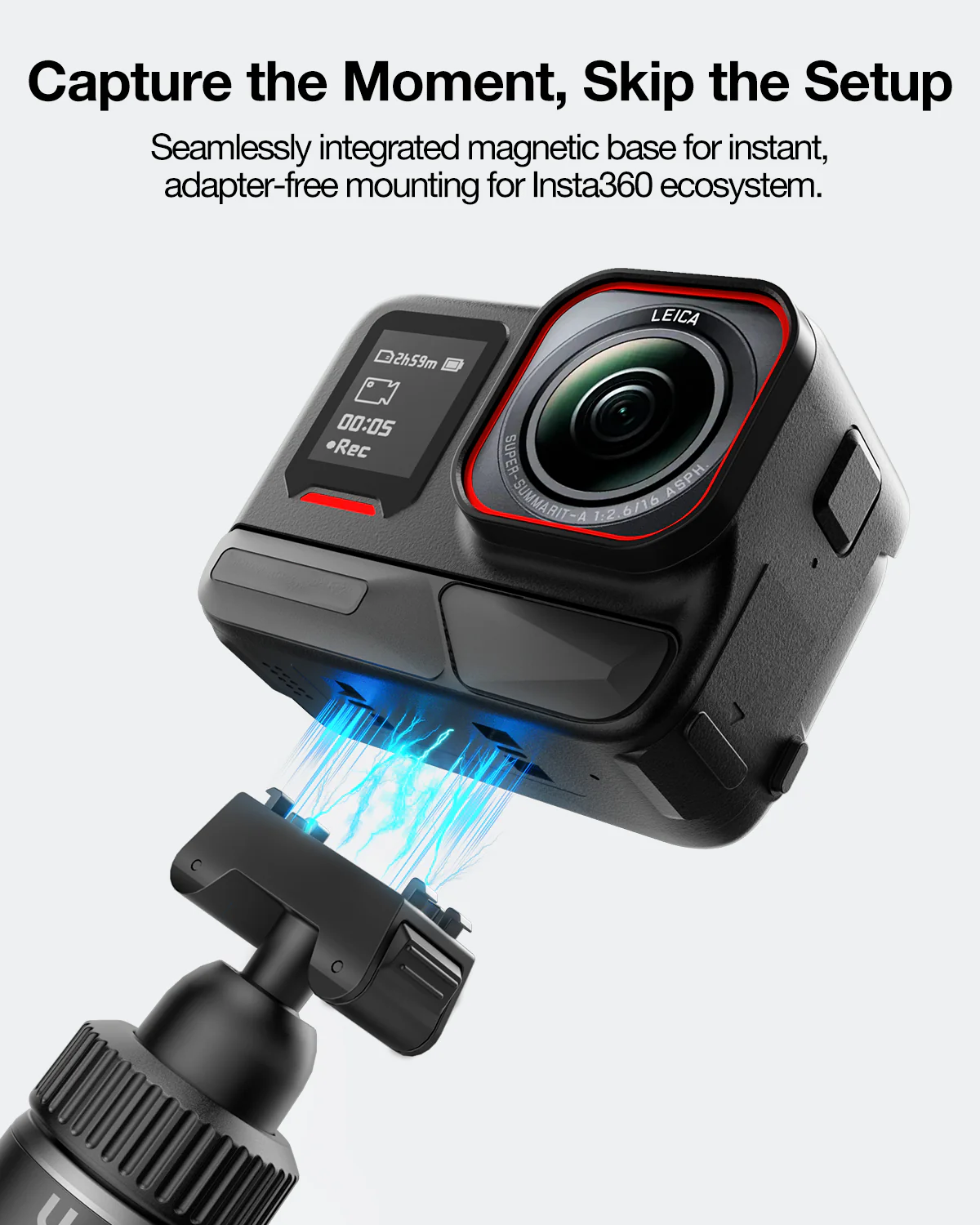 llano 16" Magnetic Action Camera Tripod for DJI Osmo Action 6, Osmo Nano, Mini Tripod with Magsafe Quick Release Adapter, Small Selfie Stick, 360° Ball Head, Portable, Lightweight, Black - Image 5