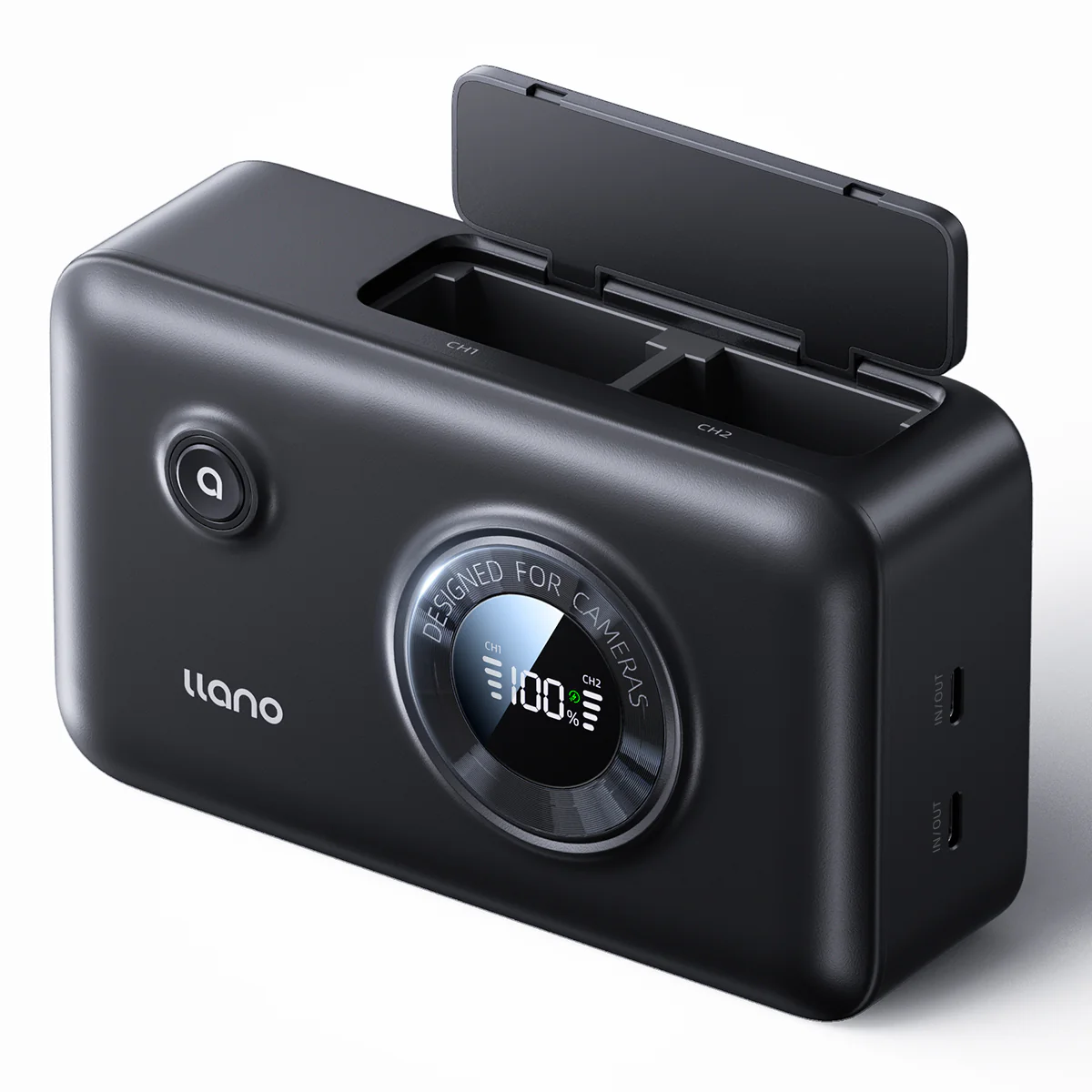 llano 2-in-1 NP-FW50 Fast Camera Dual Battery Portable Charger for Sony ZV-E10, Alpha a6400, a6000, a6300, a7s, a7, a7s ii, a5100, a7r, a7ii, 12400mAh Built-in 20W USB C Power Bank, Smart Display