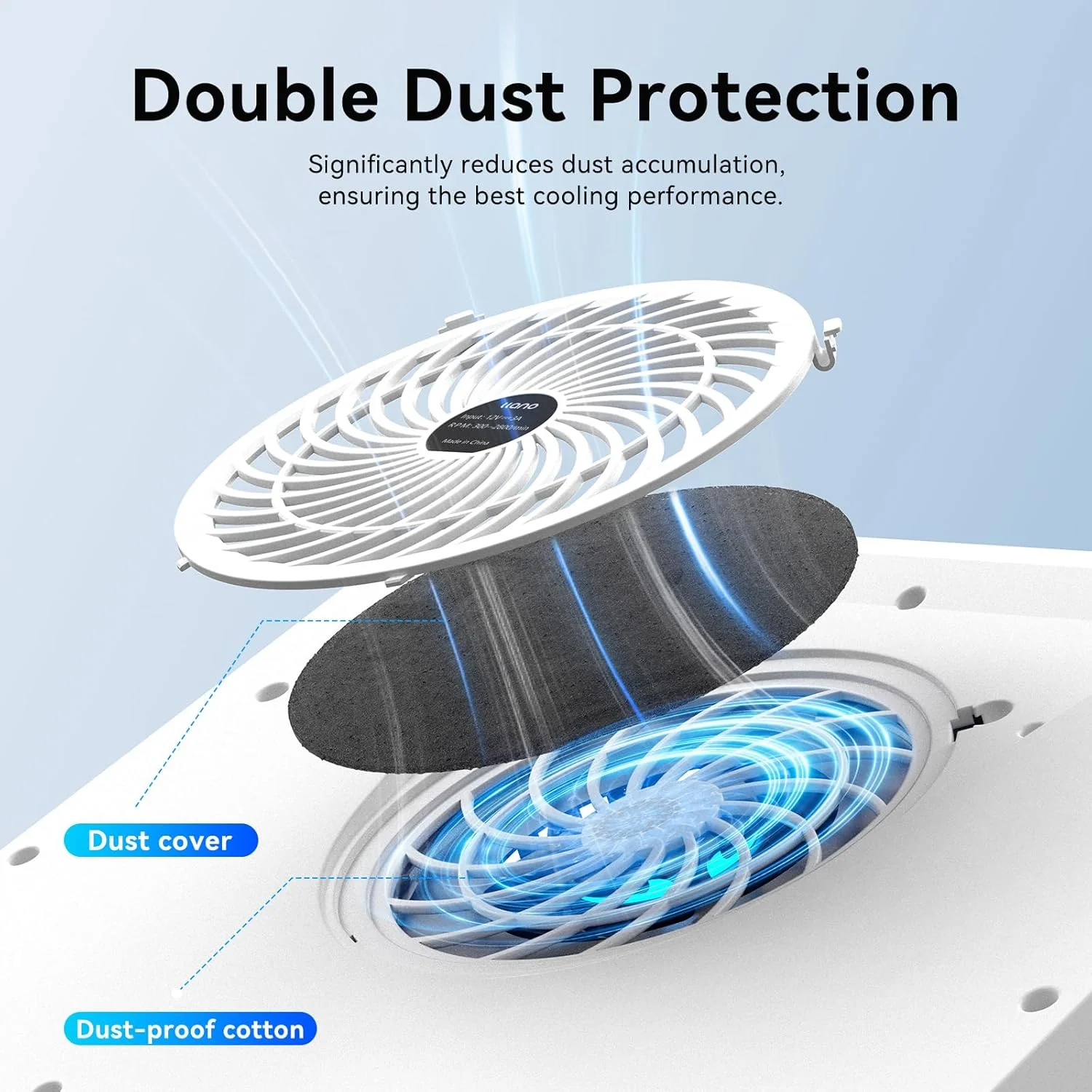 llano RGB Laptop Cooling Pad, White, Powerful Turbofan, Quiet Cooling, Touch Control, LCD Screen, Seal Foam, 15-19in Laptops - Image 5