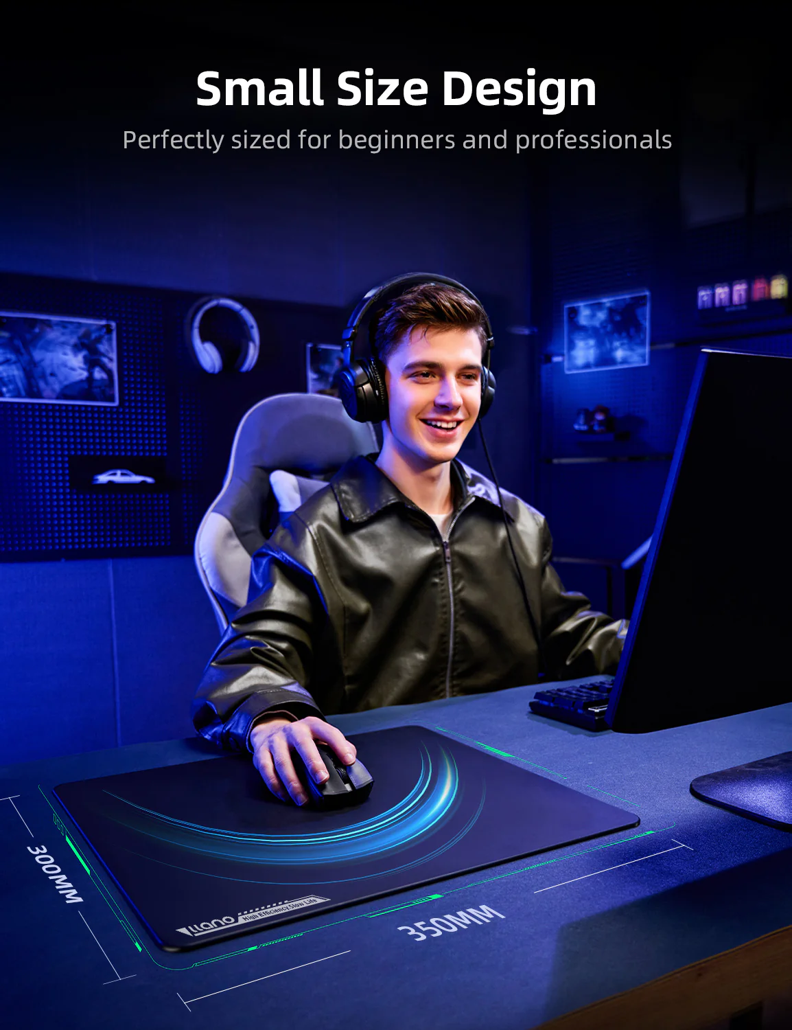 llano Glass Gaming Mousepad, Hard Mouse Pad, Mouse Mat Small Size 13.8" x 11.8", Smooth AG Micro-Etched Surface for Precision and Speed, Anti-Slip Rubber Base, Dirt and Scratch-Resistant, Black - Image 4