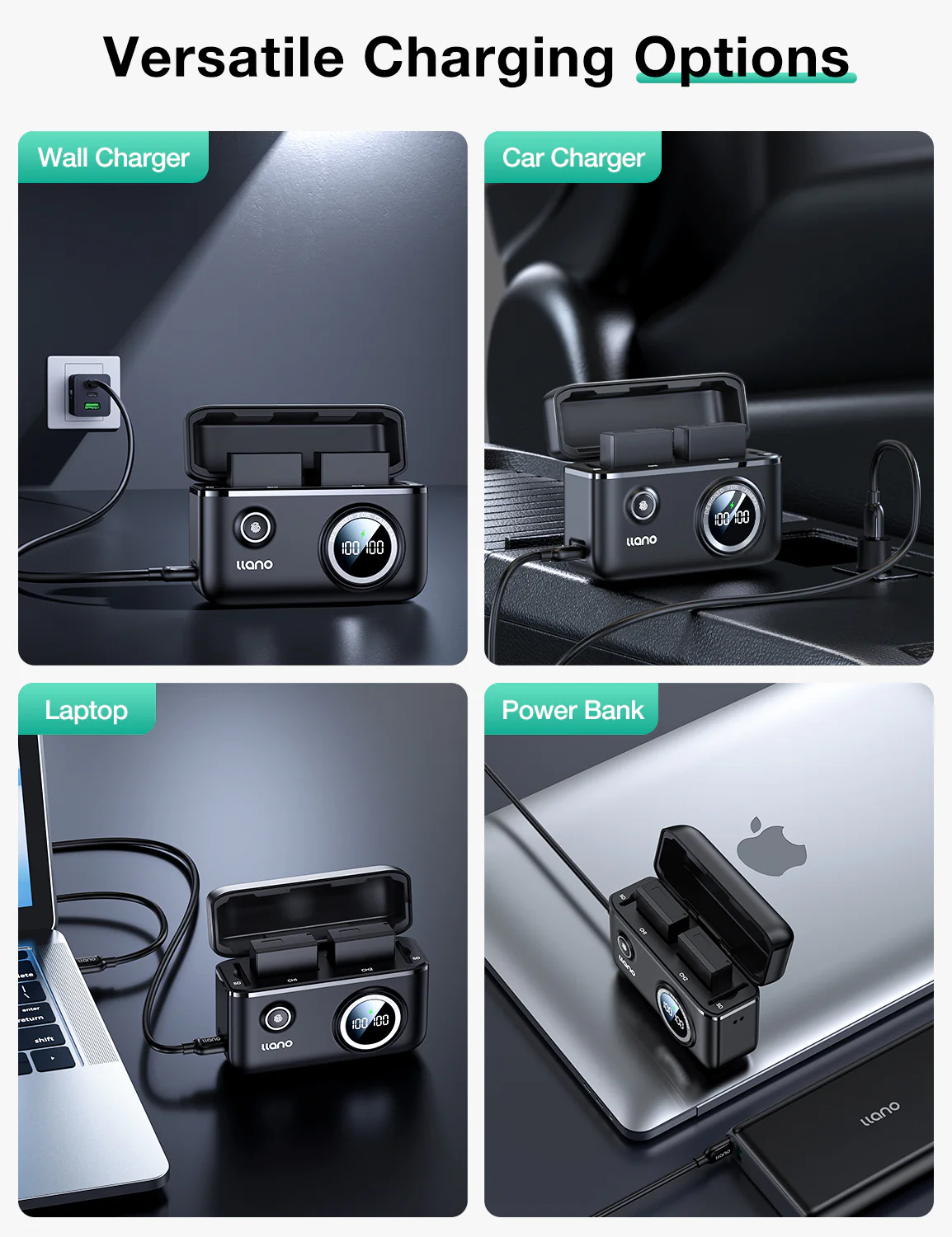 llano LP-E17 Battery Charger, Compatible with Canon EOS R50 R100 RP R10 R8, Rebel T8i, T7i, T6i, T6s, SL2, SL3, EOS M3, M5, M6, 250D, Dual Slot, 18W USB C, Smart Digital Display, Magnetic Snap Cover - Image 5
