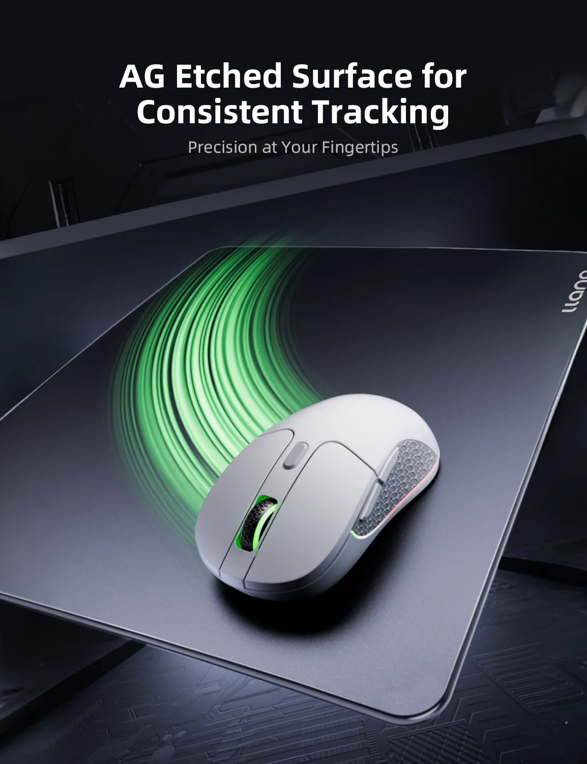 llano Professional Glass Gaming Mousepad, Smooth Mouse Pad with AG Micro-Etched Surface, Hard Mouse Mat, Anti-Slip Rubber Base, Scratch-Resistant, Waterproof & Durable, Black Large Size 17.7"x15.8" - Image 3
