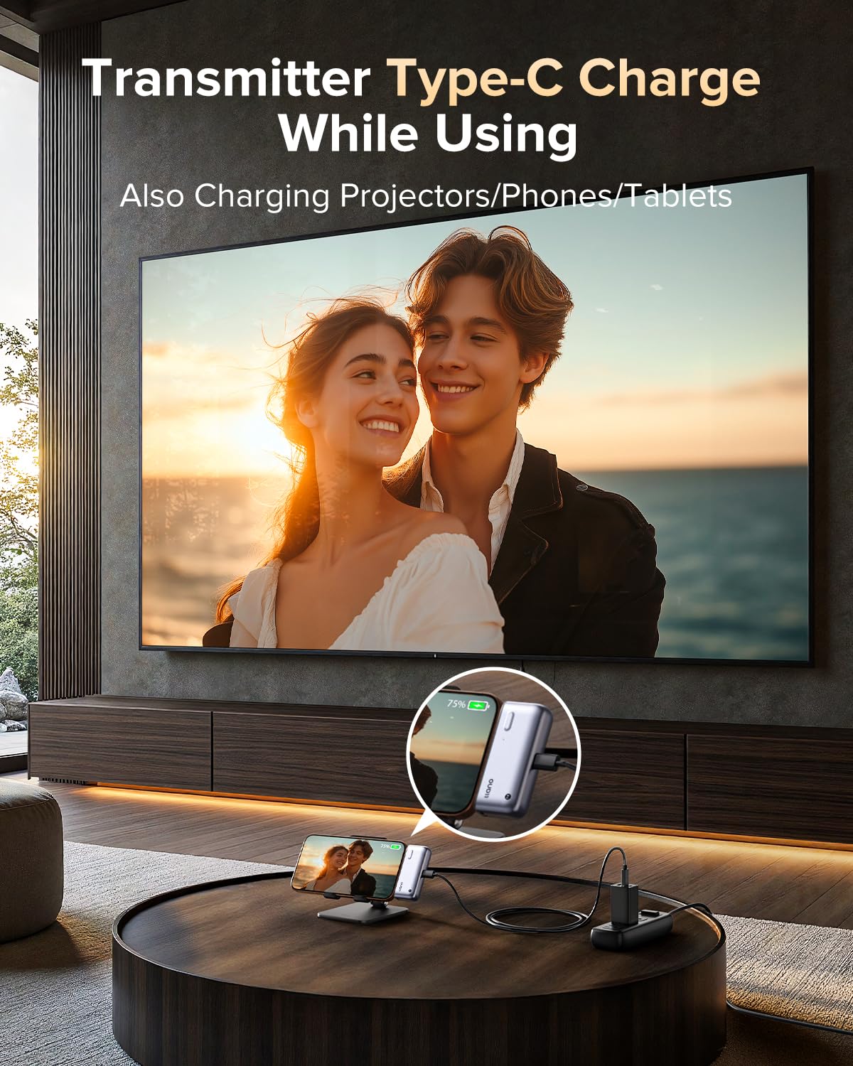 llano S850 Upgraded Type-C Wireless HDMI Transmitter and Receiver, 50M, Ultra 4K Decode Input 1080P@60Hz Output, Plug&Play 5G+2.4G and Audio for Phone/Tablet/Laptop/PC to Monitor/Projector/TV Box - Image 3